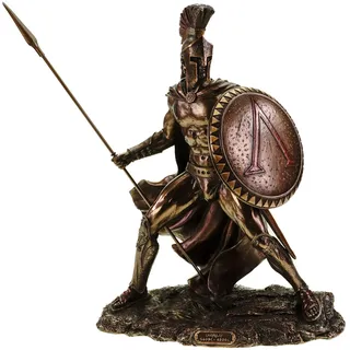 Veronese Leonidas mit Schild und Speer Figur Feldherr Spartaner bronziert