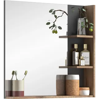 Holz-Badspiegel Wandspiegel Eichenoptik Basaltgrau 73x79cm