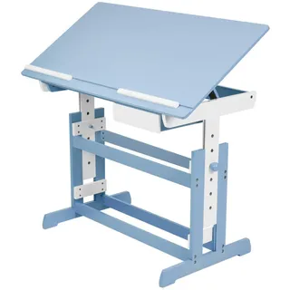 tectake Höhenverstellbarer-Schreibtisch 109 x 55 x 94 cm, blau , Blau , Holz , Rechteckig , 55x94x109 cm , Büromöbel, Schreibtische, Schreibtische