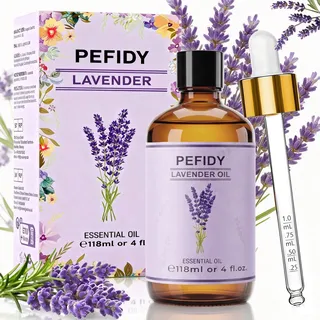 PEFIDY lavendelöl Ätherisches Öl 118ml, 100% natürliches Lavendel Duftöl, Geeignet für Diffusoren, Duftkerzen, DIY-Seifen, Entspannung, Luftbefeuchter, Aromatherapie