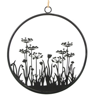 Logbuch-Verlag Türkranz Herbstkranz Metall schwarz Fensterkranz Wanddeko Ø 31 cm Geschenk Pusteblume Deko Zuhause Ring