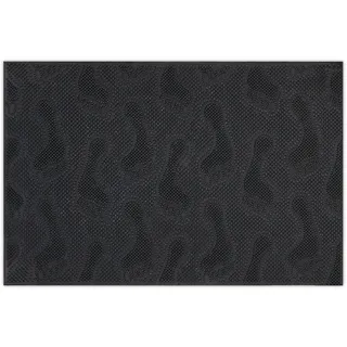 Relaxdays Fußmatte Gummi, 40 x 60 cm, Türmatte Fußabdrücke, rutschfest, wetterfest, mit Noppen, innen & außen, schwarz