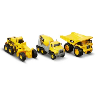 CatToysOfficial | Construction 3er-Pack Druckgussmetall Baustellenfahrzeuge Kinder | Planierer, Betonmischer und Kipplaster Spielzeug | Spielzeugautos und Geschenke ab 3 Jahre