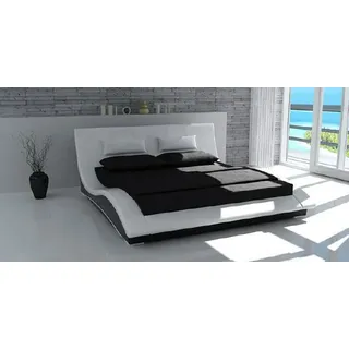 Wasserbett Bett Betten Komplett Lederbett Polsterbett mit Matratze Neu SWING - Weiß