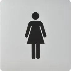 WC Symbol Frau selbstklebend, 100 x 100 mm, Kunststoff alufarbig