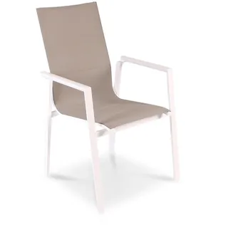 Stapelsessel Sevilla - weiß Armlehne Aluminium