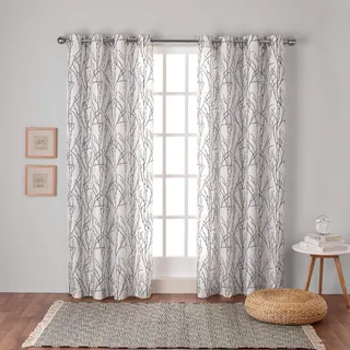 Exclusive Home Gardinen mit Tülle, Fenster-Gardinenpaneel- Paar, Polyester, Black Pearl, 96" Length