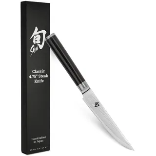 KAI Shun Classic japanisches Steakmesser 12 cm Klingenlänge - Damastmesser 32 Lagen VG MAX Kern - 61 (±1) HRC - Pakkaholzgriff - Made in Japan - Grillmesser Fleischmesser Tafelmesser geschmiedet