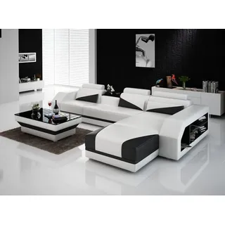 Wohnlandschaft Ecksofa L-Form Mit Sessel Set Modern - Weiß, Schwarz