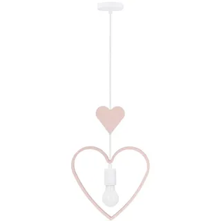 Kinderhängeleuchte , Weiß, Pink , Metall, Holzwerkstoff , herzförmig , 10x105x27 cm , RoHS, Europäischer Sicherheitsstandard , einfach zu transportieren , Lampen & Leuchten, Innenbeleuchtung, Kinderzimmerlampen, Kinderhängeleuchten