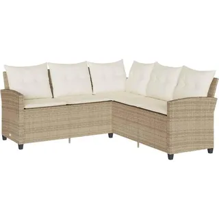 vidaXL L-förmiges Couchsofa mit Kissen Beige Polyrattan - Beige