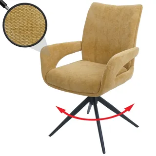 Mendler Esszimmerstuhl HWC-O78 Stoff senfgelb