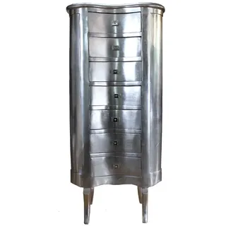 Casa Padrino Barock Kommode Silber mit 7 Schubladen Oval - Antik Stil - Barock Möbel
