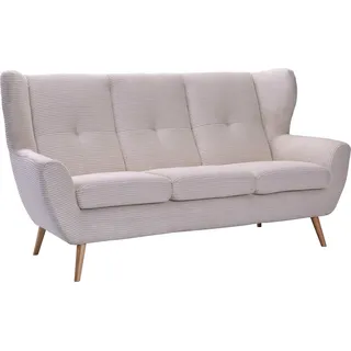 exxpo - sofa fashion 3-Sitzer »ALVESTA, Loungesofa, Küchensofa, hoher Sitzkomfort, Ohrenbackensofa« gemütliche Rückenlehne, mit Knopfheftung und hohen Holzfüßen, in Cord, beige