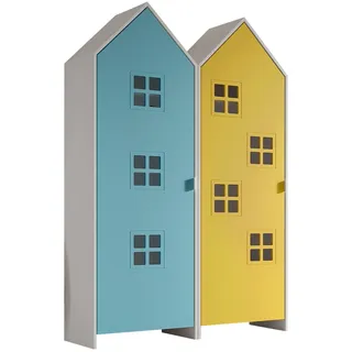 Vipack Kleiderschrank Set Casami Bruges 115,2 x 171,3 x 37 cm Blau/Gelb