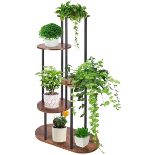 Gedlex Runder Pflanzenständer Mehrstöckig, 5 Etagen Pflanzenregal Indoor, Blumenständer Holz Balkon, Plant Stand 86cm Geeignet für Wohnzimmer, Schlafzimmer, Arbeitszimmer, Terrasse