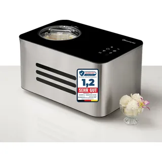 Sommertal Eiscreme Maschine ICE1500 3-in-1 Eismaschine, Milcheis & Sorbet, Eiscrememaschine aus Edelstahl mit Kühlhalte Funktion, Speiseeis zum selber machen, 1,5L, 150 W mit Kompressor