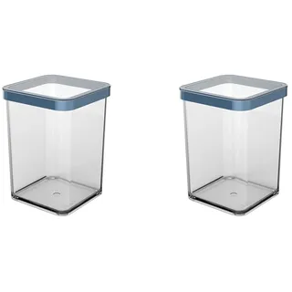 Rotho Loft Vorratsdose Deckel, Kunststoff (SAN) BPA-frei, blau/transparent, 1l, (10 x 10 x 14,2 cm) (Packung mit 2)