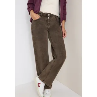 Jerseyhose CECIL "NEELE", Damen, Gr. 28, Länge 30, chocolate mousse, Web, Obermaterial: 81% Baumwolle, 17% Polyester, 2% Elasthan. Futter: 52% Polyester, 48% Baumwolle, unifarben, weit lang, Hosen Jerseyhose, im Five-Pocket Style