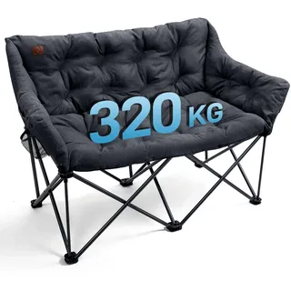 EVER ADVANCED Campingstuhl Faltbar 124CM Breit Campingsofa für 2 Personen Faltsofa 320KG Belastbar, Campingcouch Dick Gepolstert Klappstuhl XXL 2 Sitzer Hohe Lehne für Outdoor Garten Balkon Indoor