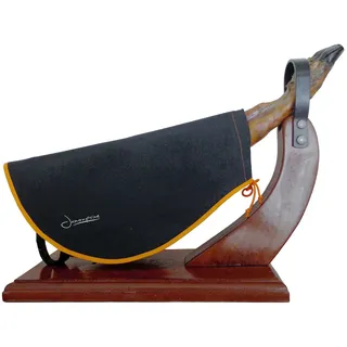 Schinkenabdeckung Schwarz Orangem Umrandung - Abdeckung für Schinken - Bestens als Abdeckung für Serrano oder Iberico Schinken & Italienischen Prosciutto Geeignet - 40% Baumwolle und 60% Fasern