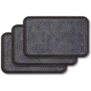 Astra Fussmatte AUßEN Border Star 3ER Set , Dunkelgrau , Textil , 50x80 cm , Teppiche und Böden, Schmutzfangmatten, Fußmatten