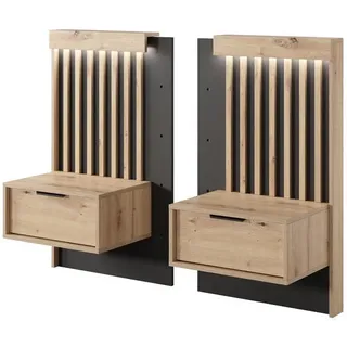 Feldmann-Wohnen Nachtkonsolen, Braun, Holz, 2 Schubladen, Rechteckig, 100x104x39 cm, Schlafzimmer, Nachttische