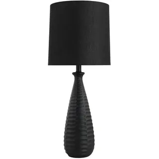 HOME DELUXE Große Tischlampe mit Stoffschirm MELVA - Schwarz | Tischleuchte Schreibtischlampe Nachttischlampe - Schwarz