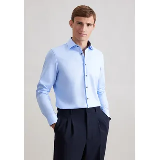 Businesshemd SEIDENSTICKER "Schwarze Rose", Herren, Gr. M (39), verlängerte Ärmellängen, blau, 100% Baumwolle, unifarben, skinny fit, 2-Knopf-Manschette, Hemden Businesshemd, X-Slim 1/1 Extra lang Kentkragen Uni