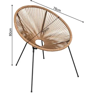 Mobili Rebecca Rebecca Mobili Gartensessel 70 x 76 x 80 cm beige/schwarz