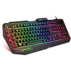 EMPIRE GAMING - Teclado Gaming K900 QWERTY (ES Español) 105 Teclas Semi-mecánicas- Retroiluminación LED RGB, 9 Modos: 8 predefinidos y 1 Personalizable - 19 Teclas Anti-ghosting