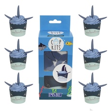 PME Cupcake-Dekorationsset mit lustigen, essbaren Verzierungen, Haifischangriff