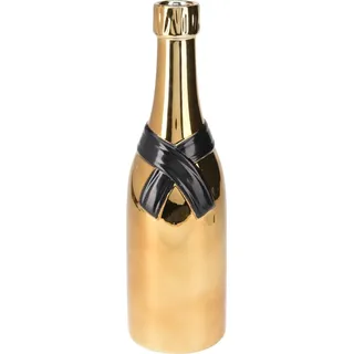 Vase aus Keramik Als Flasche, 11X39CM, Gold/Schwarz, Weihnachten, Vasen, Fiorier