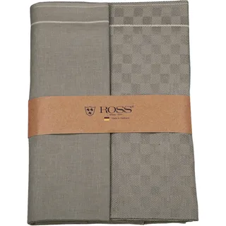 Geschirrtuch ROSS "2er Set 907, zwei Geschirrtücher in einer Banderole", grau (flanell), B:50cm L:70cm, 50% Baumwolle, 50% Leinen, Geschirrtücher, Geschirrtuch, hochwertige Zwirn Halbleinen Geschirrtücher, Maße je Tuch ca. 50x70 cm