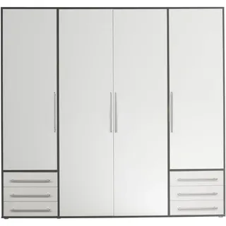 SchlafKONTOR Drehtürenschrank Lyss 206 x 194 x 58 cm Beige/Grau/Weiß