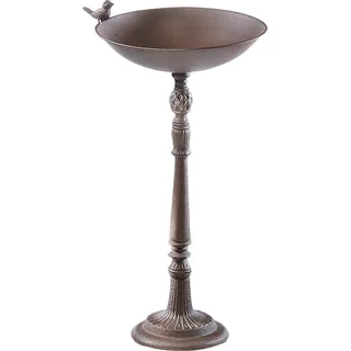 Kobolo Vogeltränke Vogelbad Futterstation BIRD - Metall Braun - 29x29x57 cm - Braun