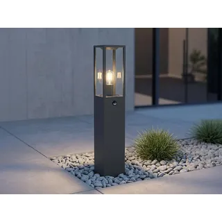LED Pollerleuchte mit Bewegungsmelder Garten Wegbeleuchtung in Anthrazit, H:80cm - Grau