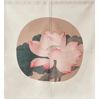 LIGICKY Japanischer Stil dick Leinen Noren kurz Vorhang Türvorhang Raumteiler Tapisseri für die Heimtextilien 85x90cm (Chinesisch Jahrgang Lotus Blume)