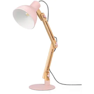 tomons Schreibtischlampe, LED Tischlampe im Klassichen Holz-Design, Nachttischlampe, Lampe mit Verstellbarem Arm, Tischlampe Wohnzimmer für Zimmer Büro, Weiß