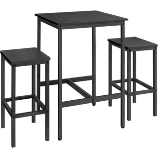 VASAGLE Bartisch mit 2 Stühlen 60 x 120 x 75 cm Ebenholzschwarz/Tintenschwarz