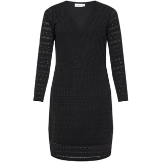 Vila Damen Vila Evoked By Vila Vichikka V-hals L/S Jurk / Cur - Noos Kleid aus Spitze, Schwarz, 52 EU