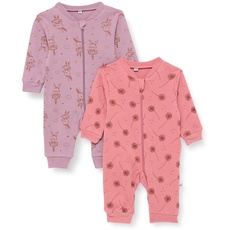 PIPPI Unisex Baby Nightsuit-Zipper (2-Pack) Pajama Set, Dusty Rose, 80
