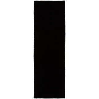 carpetfine Gabbeh Lola Uni Wollteppich 60 x 180 cm Schwarz