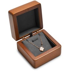 Oirlv Vintage Nussbaumholz Anhängerbox Halskettebox Schmuckkästchen für Verlobungs Jahrestag Valentinstag Geschenkbox(Dunkelgrau)