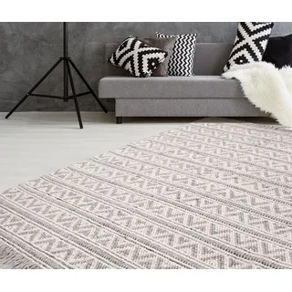 Kayoom Natura 410 Kurzflorteppich 120 x 170 cm Beige/Silber