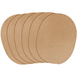 fanquare Ovale gewebte Platzsets Satz von 6 Braun Baumwolle Seil Geflochtene Platzsets hitzebeständig Waschbar rutschfeste Tischsets für Küche Esstisch, Home Dekoration 30x40cm