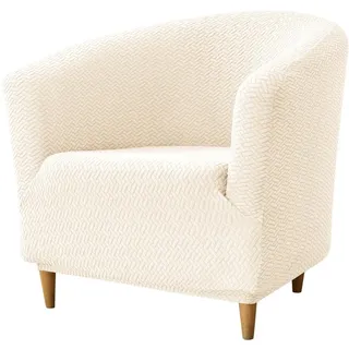 Hearda Sesselschoner Sesselbezug 1 Stück, Beige Elastisch Stretch Sesselhusse Sesselüberwurf | Jacquard Club Chair Sessel Bezug für Clubsessel Cocktailsessel Universal