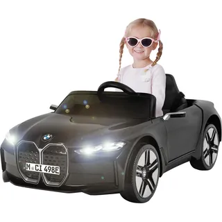 Actionbikes Motors Kinder Elektro Auto BMW i4 | Kinderfahrzeug - Elektroauto mit Fernbedienung - Bluetooth - USB - MP3 - AUX - Ab 3 Jahre (Schwarz) - Schwarz