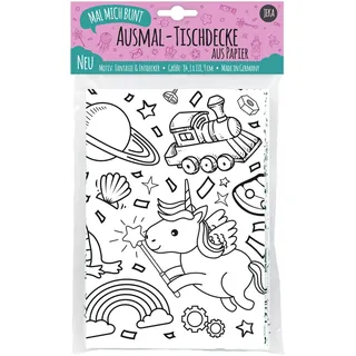 Ausmal-Tischdecke aus Papier, Motiv Fantasie und Entdecker, Ausmalen Kinder, Kinderbeschäftigung, Mal Mich Bunt
