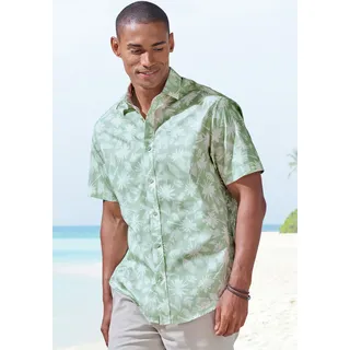 Beachtime Hawaiihemd »Regular fit«,, Kurzarm, Freizeithemd mit Palmenprint, reine Baumwolle, grün